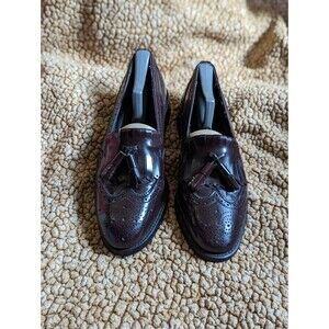 Vintage Nunn Bush Men's Size 9D Oxblood Leather Wingtip Loafers with Tassle
